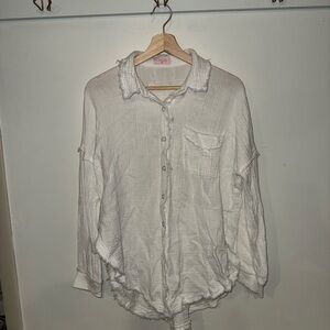 Pink Lily Cotton Gauze Button Up